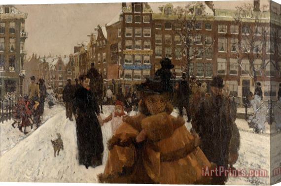 George Hendrik Breitner The Bridge Over The Singel at The Paleisstraat, Amsterdam Stretched Canvas Print / Canvas Art
