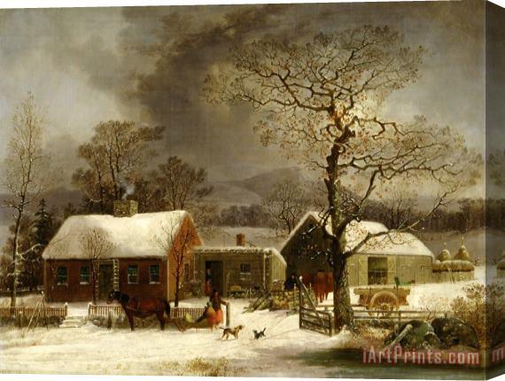 George Henry Durrie Winter Scene in New Haven, Connecticut Stretched Canvas Print / Canvas Art