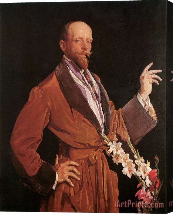 George Lambert Selfportrait with Gladioli Stretched Canvas Print / Canvas Art