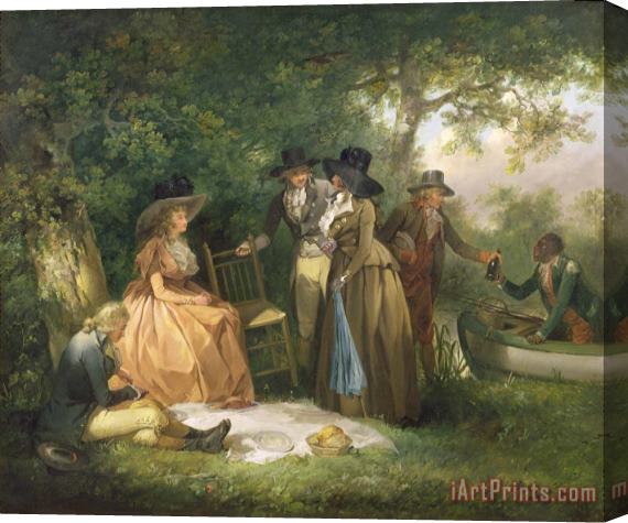 George Morland The Angler's Repast Stretched Canvas Print / Canvas Art
