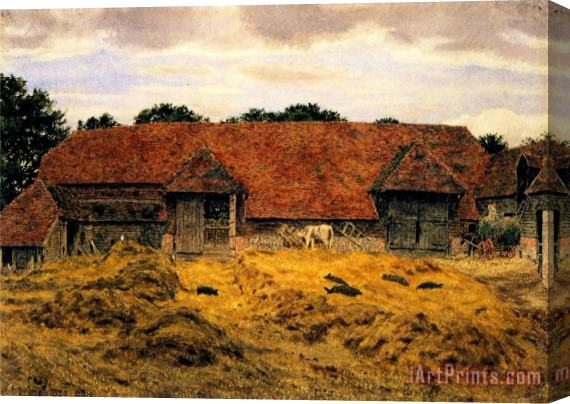 George Price Boyce Old Barn at Whitchurch, Oxon Stretched Canvas Print / Canvas Art