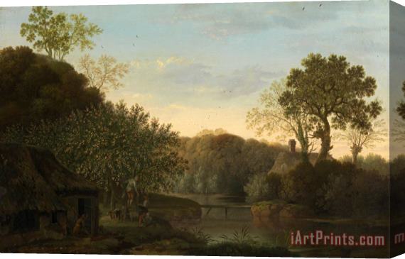 George Smith An Autumn Landscape with Apple Pickers Stretched Canvas Print / Canvas Art