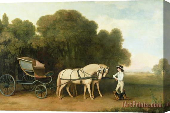 George Stubbs A Phaeton with a Pair of Cream Ponies in the Charge of a Stable-Lad Stretched Canvas Print / Canvas Art