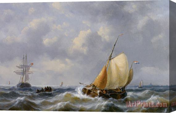George Willem Opdenhoff Shipping in Choppy Seas Stretched Canvas Print / Canvas Art