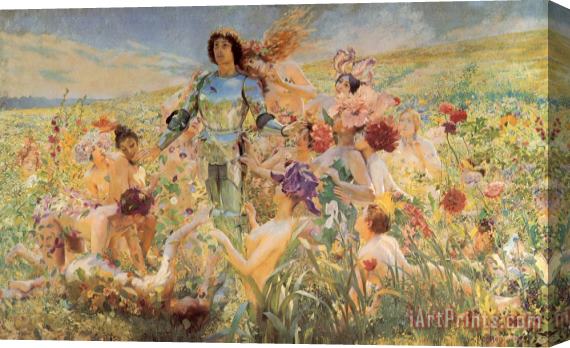 Georges Antoine Rochegrosse The Knight of The Flowers Stretched Canvas Painting / Canvas Art
