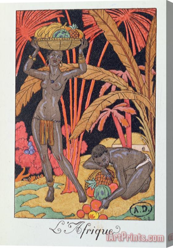 Georges Barbier 'africa' Illustration For A Calendar For 1921 Stretched Canvas Painting / Canvas Art