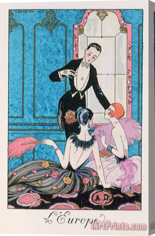 Georges Barbier 'europe' Illustration For A Calendar For 1921 Stretched Canvas Painting / Canvas Art