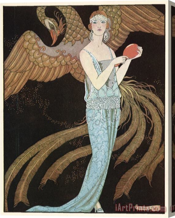Georges Barbier Blue Dress by Beer Stretched Canvas Painting / Canvas Art