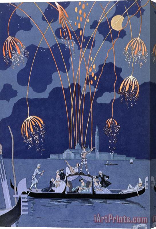 Georges Barbier Fireworks in Venice Stretched Canvas Print / Canvas Art