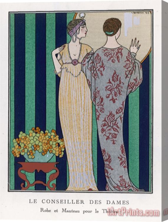 Georges Barbier High Waisted Clinging Gown Stretched Canvas Print / Canvas Art