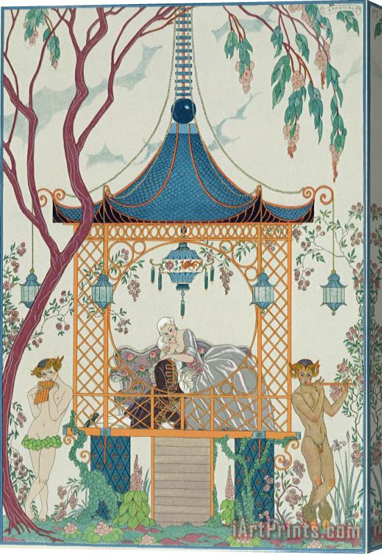 Georges Barbier Illustration For 'fetes Galantes' Stretched Canvas Painting / Canvas Art
