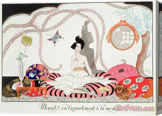 Georges Barbier Midnight Or The Fashionable Apartment 1920 Stretched Canvas Painting / Canvas Art