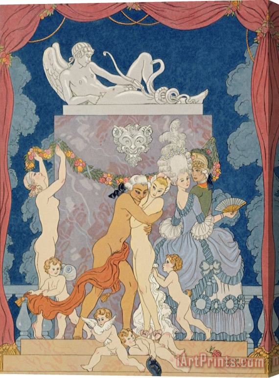 Georges Barbier Scene From 'les Liaisons Dangereuses' Stretched Canvas Painting / Canvas Art