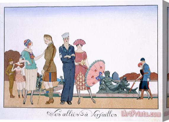 Georges Barbier The Allies In Versailles Stretched Canvas Print / Canvas Art