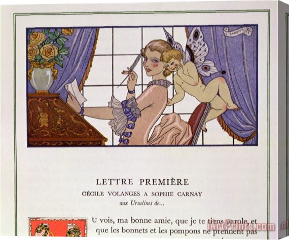 Georges Barbier The First Letter Illustration From Les Liaisons Dangereuses Stretched Canvas Print / Canvas Art
