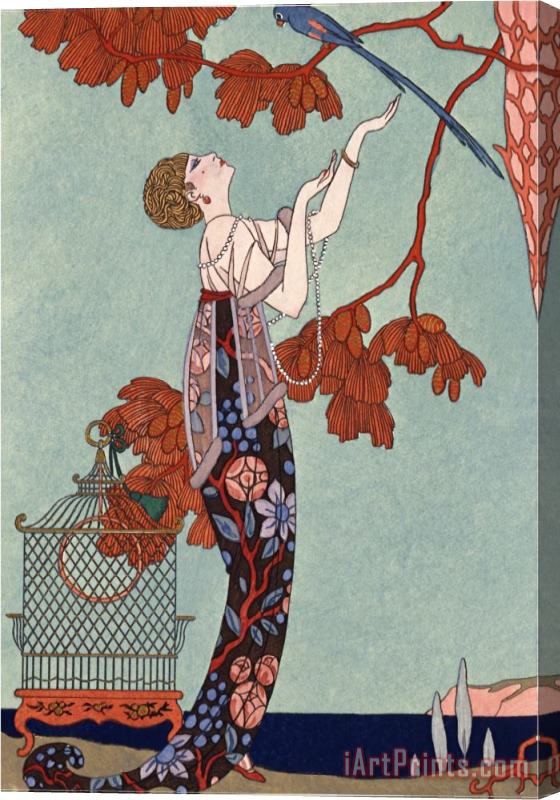 Georges Barbier The Flighty Bird France Early 20th Century Stretched Canvas Print / Canvas Art