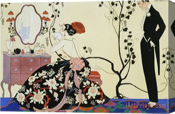 Georges Barbier The Powder Puff Stretched Canvas Print / Canvas Art