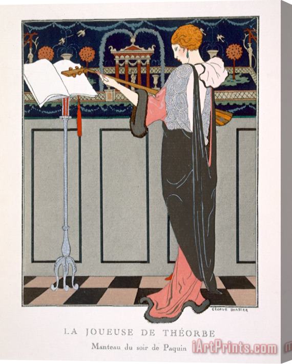 Georges Barbier The Theorbo Player Stretched Canvas Print / Canvas Art