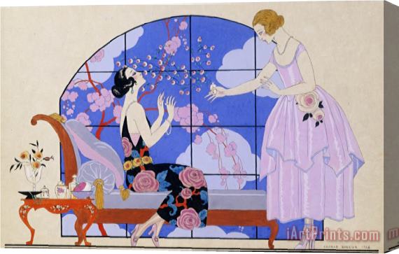 Georges Barbier Two Ladies in a Salon 1924 Stretched Canvas Print / Canvas Art