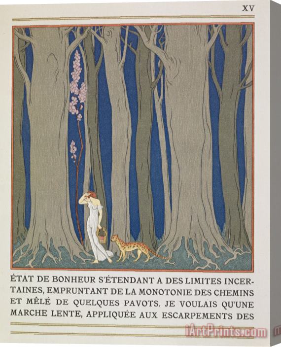 Georges Barbier Woman Followed By A Leopard Stretched Canvas Painting / Canvas Art