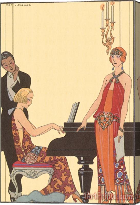 Georges Barbier Woman Playing Piano 1922 Stretched Canvas Painting / Canvas Art