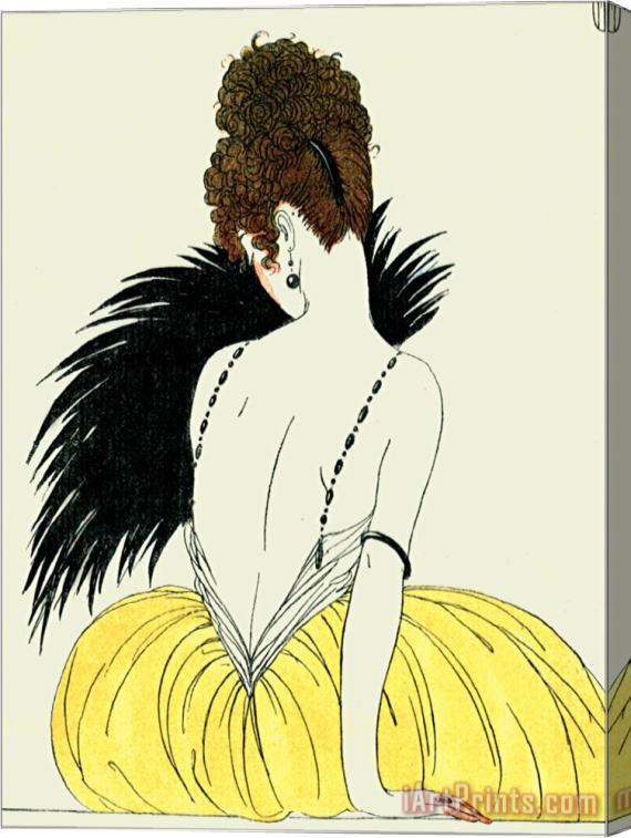 Georges Barbier Woman with Fan Stretched Canvas Painting / Canvas Art