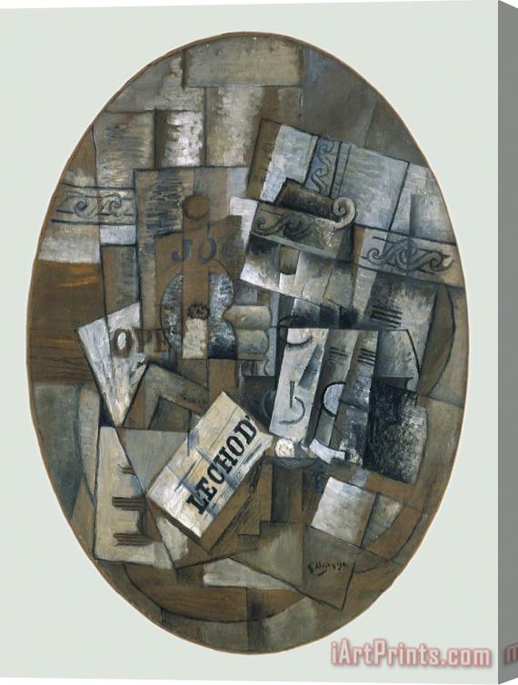 Georges Braque Still Life with Glass And Newspaper (le Gueridon), 1913 Stretched Canvas Print / Canvas Art