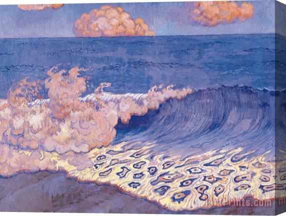 Georges Lacombe Blue Seascape Wave Effect Stretched Canvas Print / Canvas Art