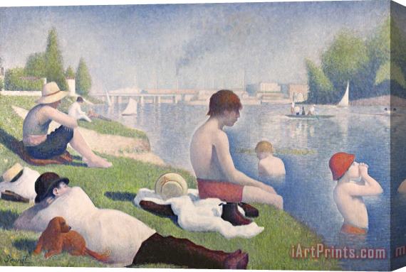 Georges Pierre Seurat Bathers at Asnieres Stretched Canvas Painting / Canvas Art