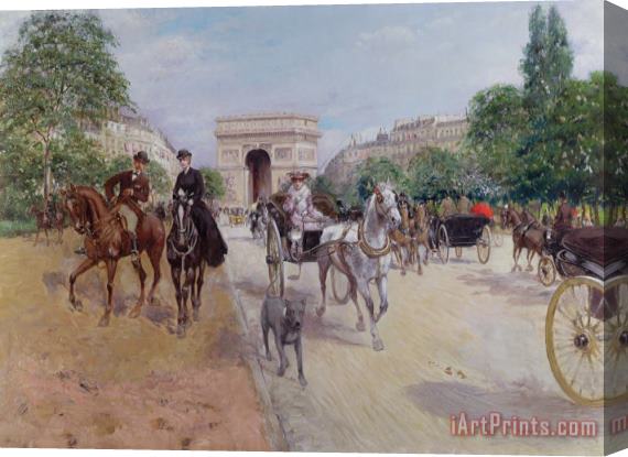Georges Stein Riders and Carriages on the Avenue du Bois Stretched Canvas Painting / Canvas Art