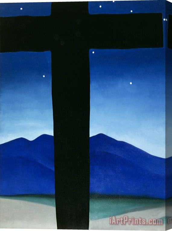 Georgia O'keeffe Black Cross with Stars And Blue, 1929 Stretched Canvas Print / Canvas Art