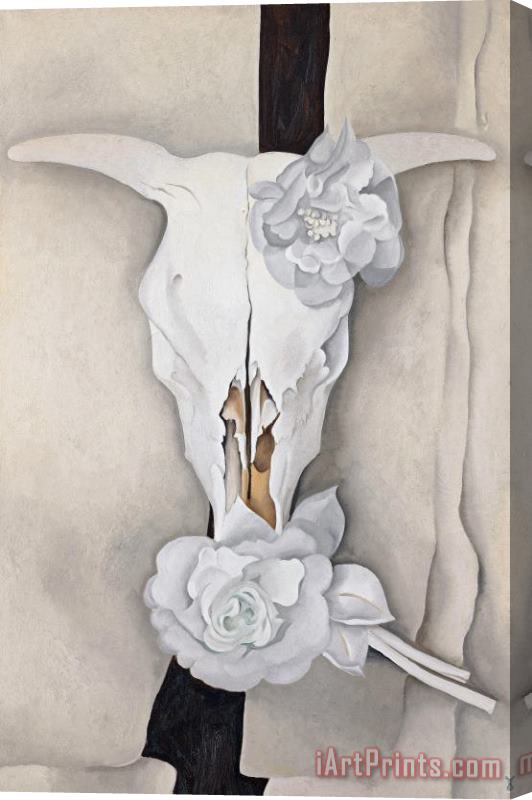 Georgia O'keeffe Cow's Skull with Calico Roses Stretched Canvas Painting / Canvas Art