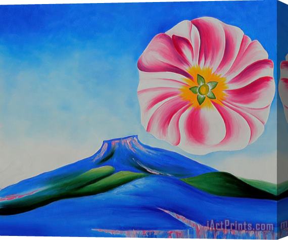 Georgia O'keeffe Hollyhock Pink with Pedernal Stretched Canvas Painting / Canvas Art
