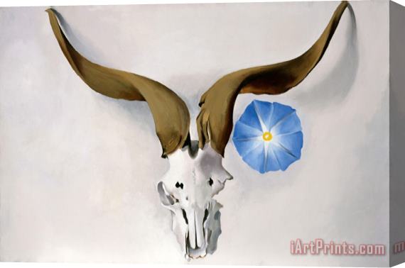 Georgia O'Keeffe Ram's Head, Blue Morning Glory Stretched Canvas Painting / Canvas Art