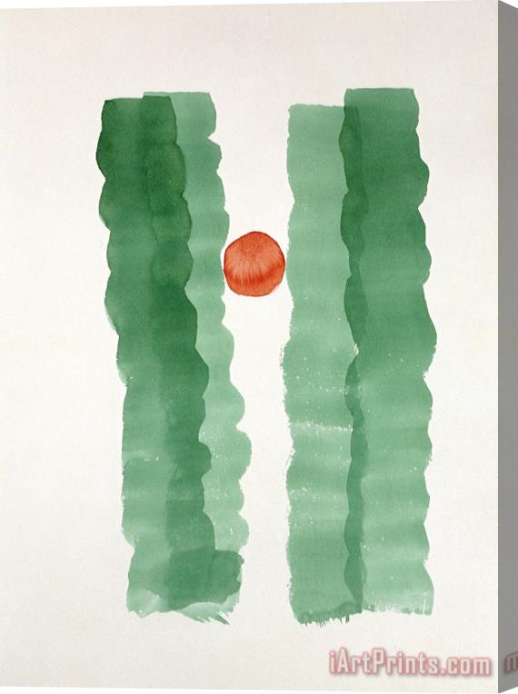 Georgia O'keeffe Untitled (abstraction Four Green Lines with Red), 1979 Stretched Canvas Painting / Canvas Art