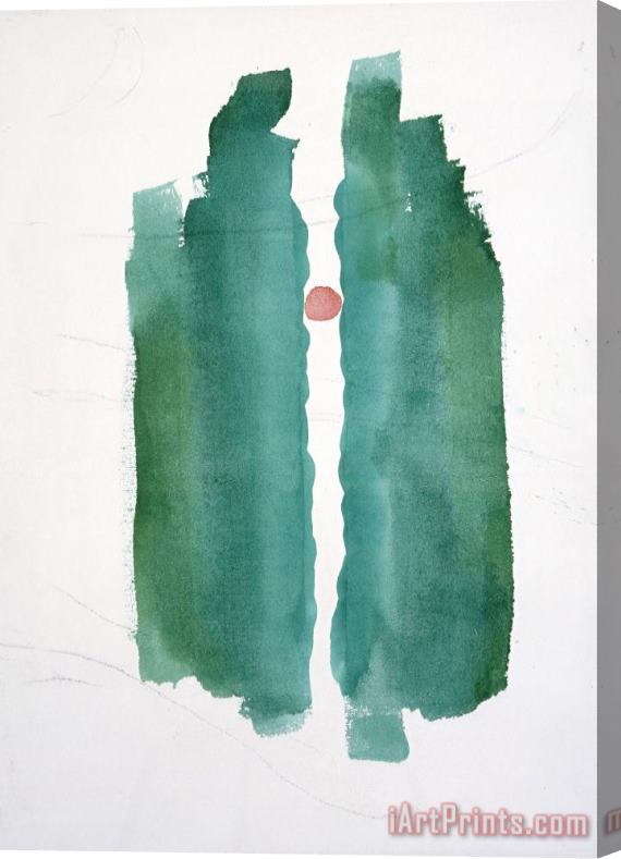 Georgia O'keeffe Untitled (abstraction Green Lines And Red Circle), 1970s Stretched Canvas Print / Canvas Art