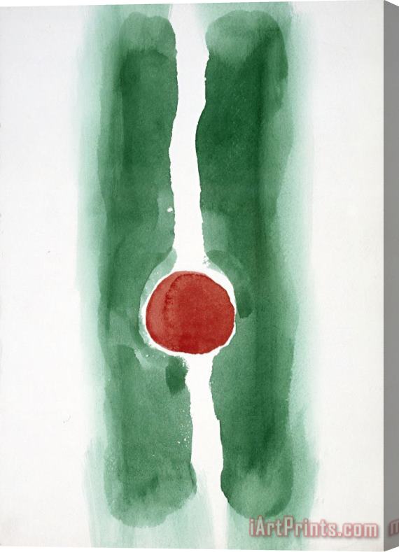 Georgia O'keeffe Untitled (abstraction Green Lines And Red Circle Ii), 1970s Stretched Canvas Painting / Canvas Art