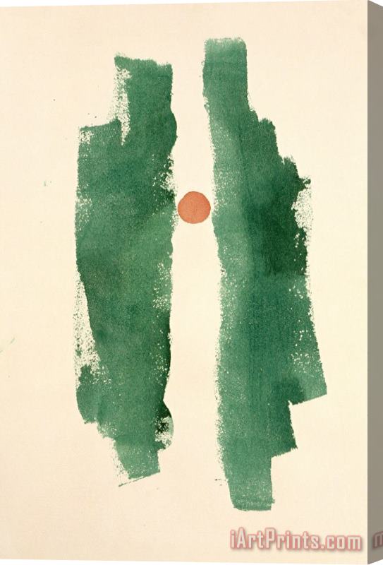 Georgia O'keeffe Untitled (abstraction Two Green Lines Small Red Circle), 1979 Stretched Canvas Painting / Canvas Art