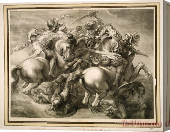 Gerard Edelinck The Battle of Four Horsemen (battle of Anghiari) Stretched Canvas Painting / Canvas Art