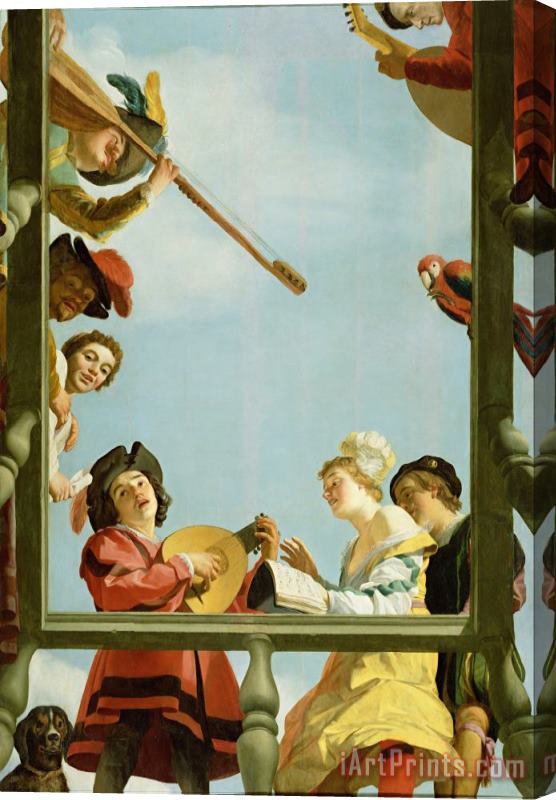 Gerard Van Honthorst Musical Group on a Balcony Stretched Canvas Painting / Canvas Art