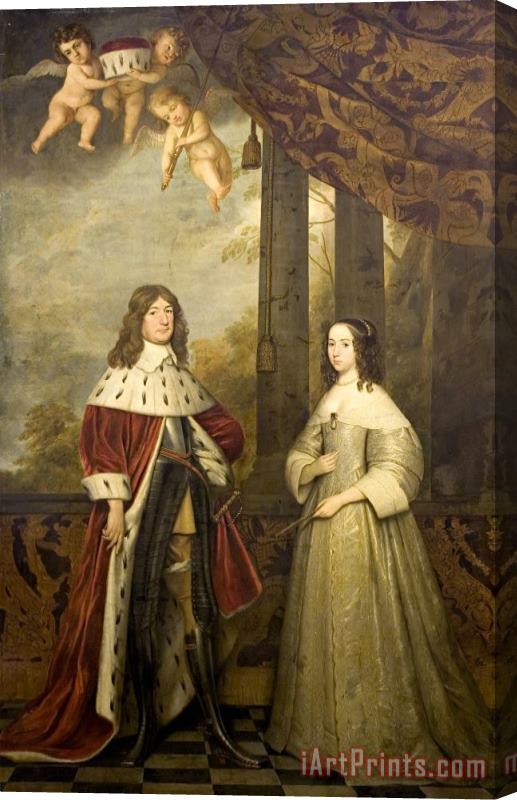 Gerard Van Honthorst Portrait of Friedrich Wilhelm, Elector of Brandenburg, with His Wife Louise Henrietta, Countess of Nassau Stretched Canvas Print / Canvas Art