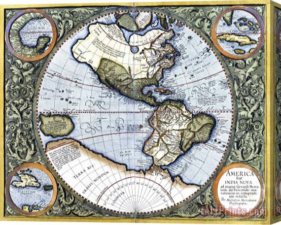 Gerardus Mercator Map of The Americas Stretched Canvas Painting / Canvas Art