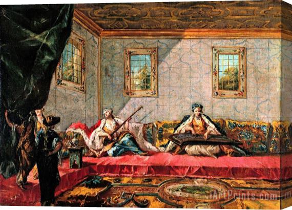 Giovanni Antonio Guardi; Francesco Guardi Two Odalisques Playing Music in The Harem Stretched Canvas Painting / Canvas Art