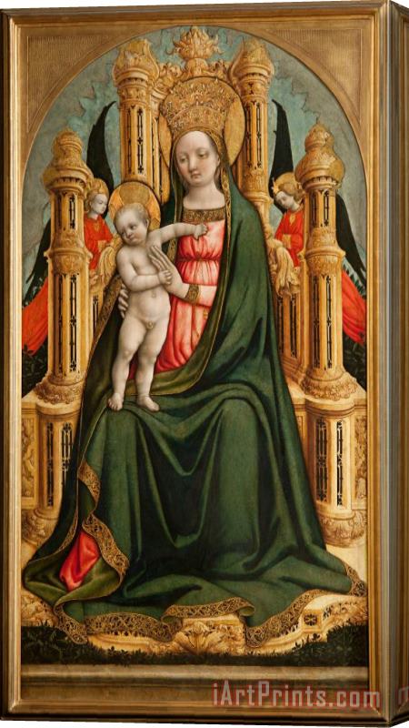 Giovanni d'Alemagna e Antonio Vivarini The Virgin And Child Enthroned And Two Angels Stretched Canvas Print / Canvas Art