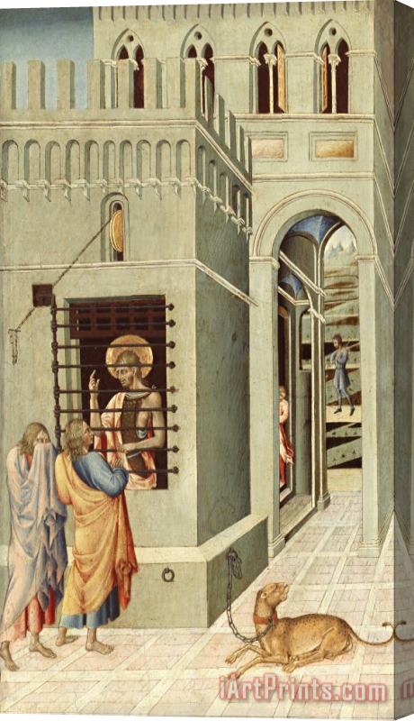 Giovanni di Paolo Saint John The Baptist in Prison Visited by Two Disciples Stretched Canvas Print / Canvas Art