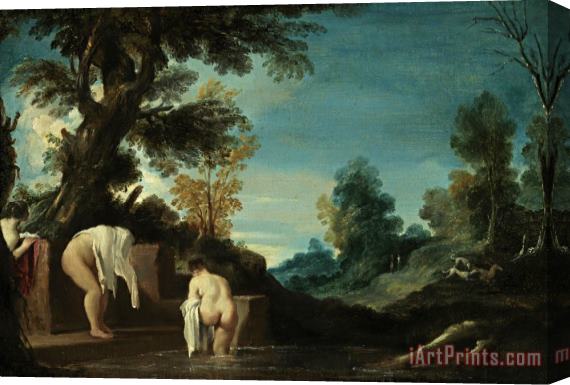 Giovanni F. Barbieri Landscape with Bathing Women Stretched Canvas Print / Canvas Art