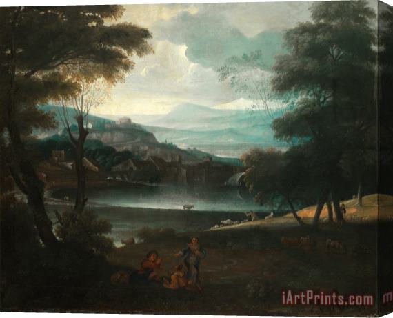 Giovanni F. Grimaldi Landscape with Resting Shepherds Stretched Canvas Print / Canvas Art