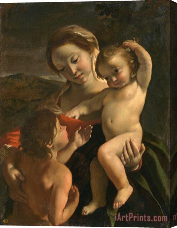 Giovanni Lanfranco  Madonna And Child with The Infant Saint John The Baptist Stretched Canvas Painting / Canvas Art