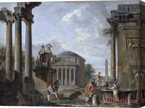 Giovanni Paolo Panini Landscape with Roman Ruins Stretched Canvas Print / Canvas Art