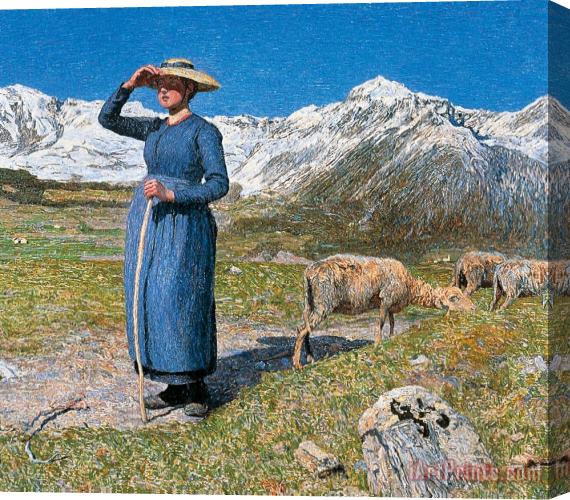 Giovanni Segantini Midday On Alps On Windy Day Stretched Canvas Print / Canvas Art
